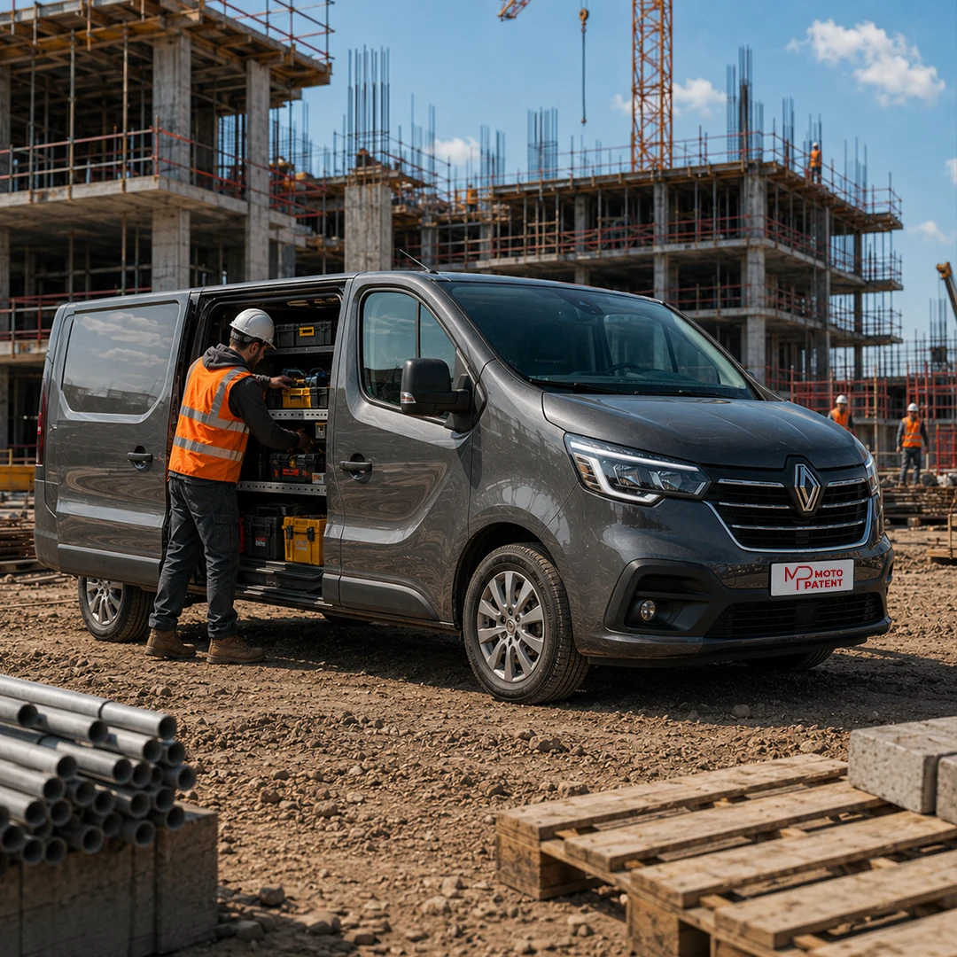 Pracownik korzystający z narzędzi przy Renault Trafic Grand